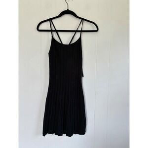Abercrombie & Fitch Black Ribbed Knit Mini Dress Strappy Cross Back Womens XS